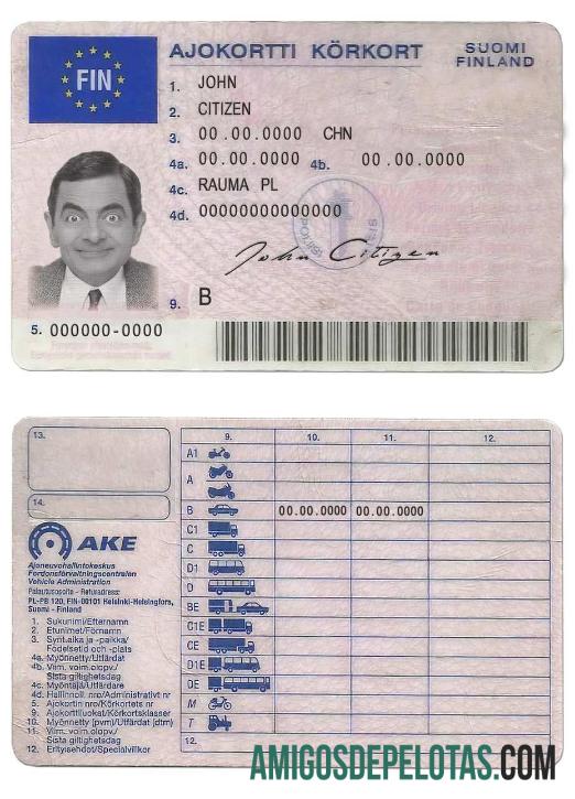 Carta de condução da Finlândia baixar para verificação